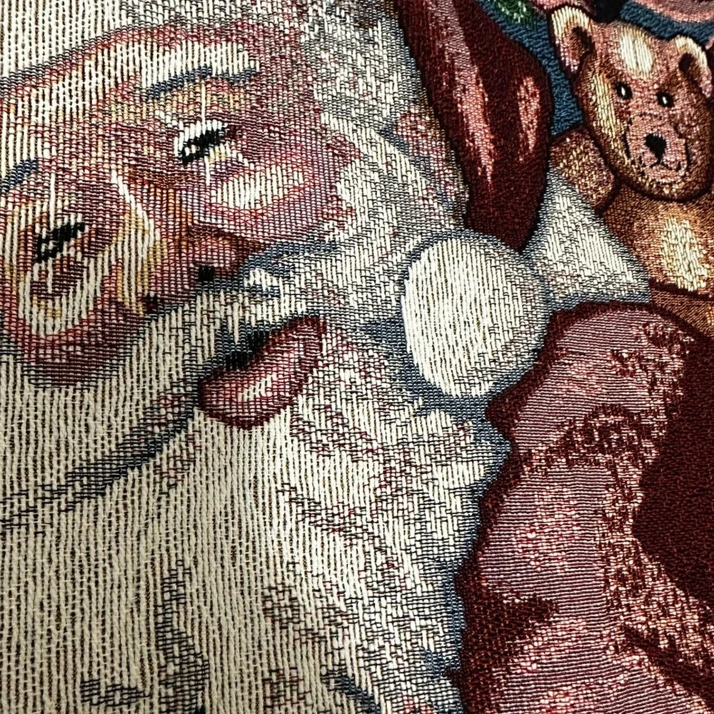 Vintage Christmas Santa Woven Tapestry 5 Pc‎ Table Set 4 Placements Table Runner